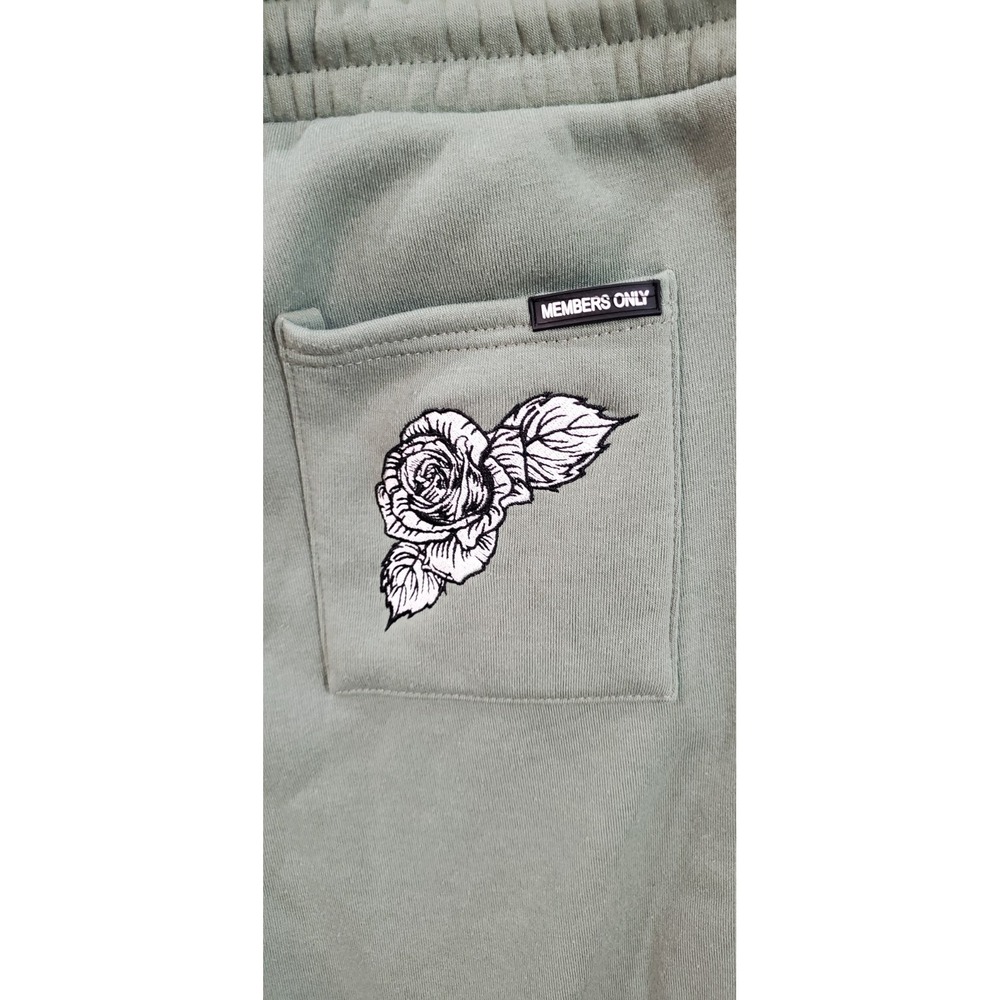 The‎ Original Members Only Olive Green Men's Unisex Large Skull Roses Sweatpants - Picture 7 of 10